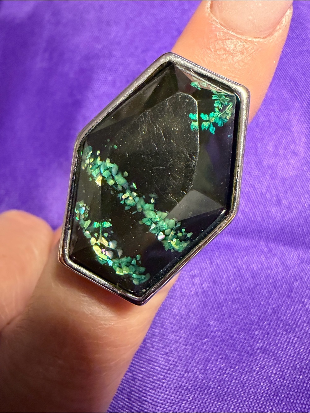 Park Lane Green Iridescent Statement Ring Size 8 New